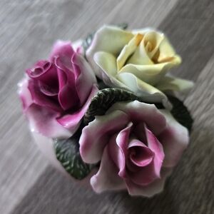 Vintage Thorley Bone China Floral Posy England Pink Yellow Roses